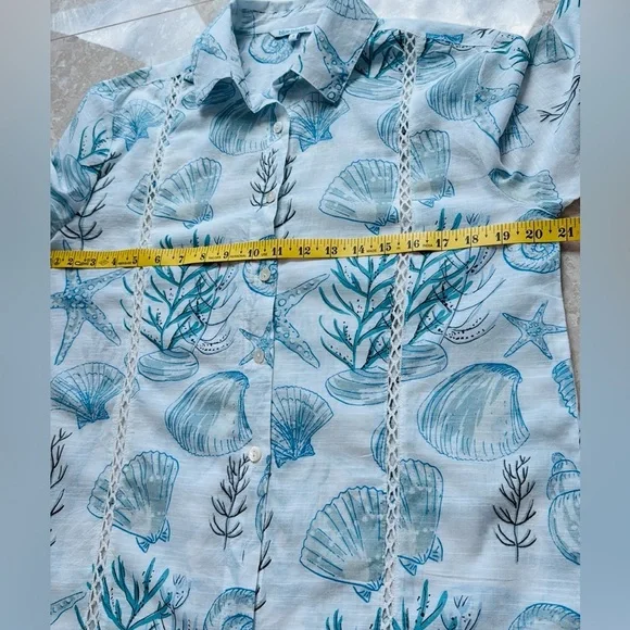 Blue Island summer  Blouse, Tunic, Button down shirt dress , swim coverup Size S - Picture 12 of 13